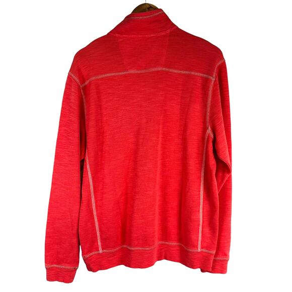Tommy Bahama NWT Tobago Bay Half Zip Sweatshirt Peach Men's Size M Pima Cotton - Picture 2 of 10